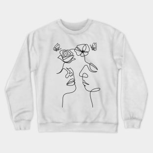 Rose, Poppy and Butterflies | One Line Drawing | One Line Art | Minimal | Minimalist Crewneck Sweatshirt